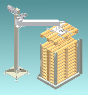 Column pallets dispencer for positioning or removing empty pallets