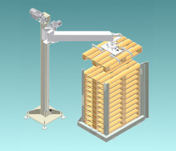 Mettipallet 0-90 con rotazione elettrica del braccio