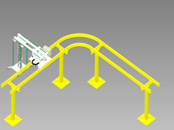 Curviline rail slip sheet dispenser