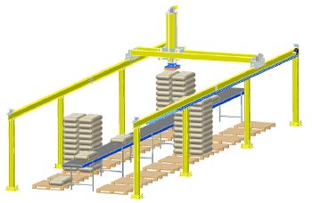 Despaletizador robotizado de prtico automtico, de gran capacidad para atender el gran nmero de plazas de pallets