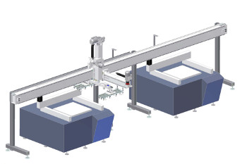 Margeur de feuilles spcial ralis avec un robot cartsien pour le chargement/dchargement de deux traceurs