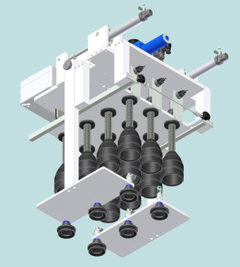 Pince de palettisation pour cartons  ventouses et bouteilles  tte mcanique